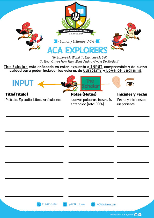 ACA Explorers Input Log